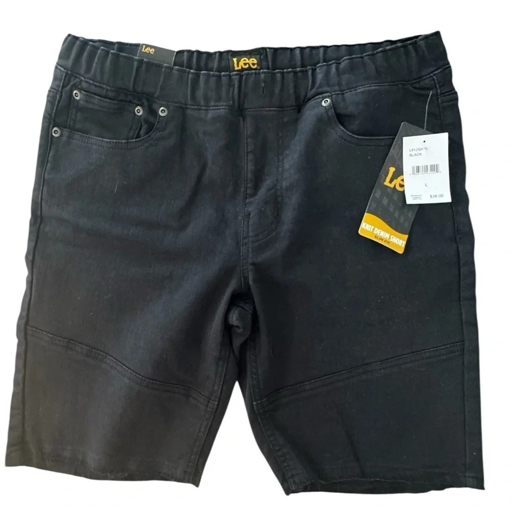 LEE Boys Slim Fit Knit Denim Shorts Black Size Large (10-12) NWT